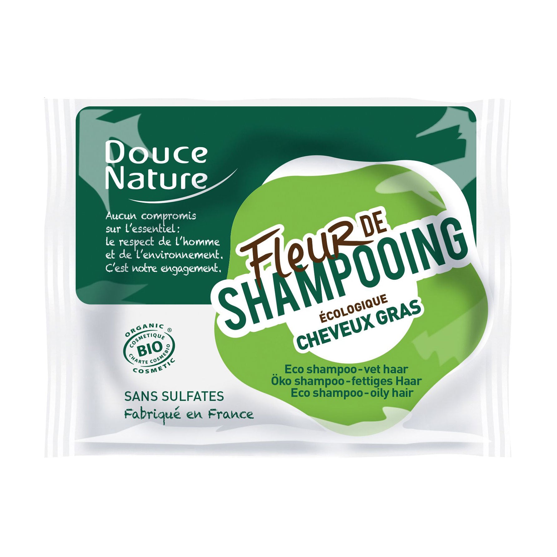 Твердий шампунь Douce Nature Fleur De Shampooing для жирного волосся, 85 г